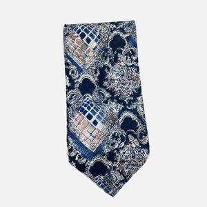 Pierre Balmain Couture Silk Tie Hand Made Multicolour‎ Abstract Print Vintage